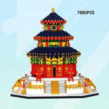 Нанобрик Всемирно известная историческая архитектура Микроалмазный блок Китай Пекин Храм Неба В снегу Мини Сборка кирпичных игрушек