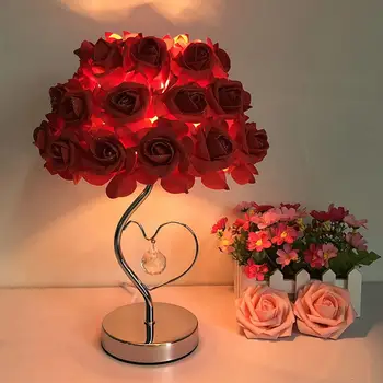 Настольная лампа с имитацией розы, экологически чистая декоративная лампа в виде сердца, прикроватная лампа для домашнего декора