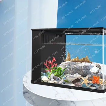 Небольшой аквариум для рыб в гостиной Небольшой Напольный экологический аквариум Черепаха Специальный цилиндр Рыбный глобус