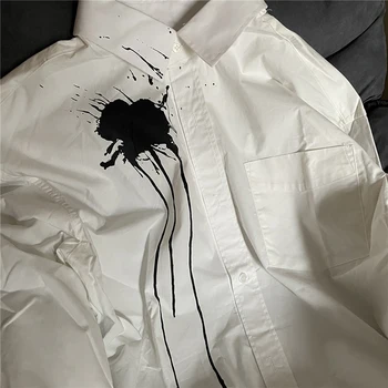 Неравномерное разбрызгивание чернил Рубашки Mm6 Margiela, Кардиган с белыми карманами, Топы с длинными рукавами, Мужская Женская одежда, Повседневные рубашки MM6