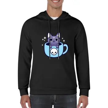 Новая толстовка Black Magic Tea / Coffee Cat Nikury с капюшоном, эстетическая одежда, корейская одежда, рубашка с капюшоном, пуловер