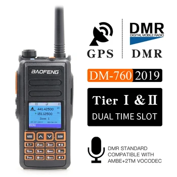 Новая Цифровая/Аналоговая Портативная Рация BaoFeng UHF VHF Dual Brand DMR DM-760 уровня 1 и 2 с Двойным Временным интервалом и GPS версии DM-1701