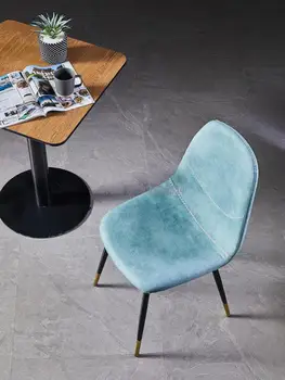 Обеденный стул в скандинавском стиле, кожаное кресло для домашнего ресторана, простой современный стул с железной спинкой, стол для переговоров, светильник для макияжа, роскошная столовая