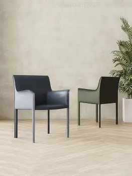 Обеденный стул из кожи с седлом в скандинавском стиле, легкое роскошное кресло для отдыха высокого класса, современный минималистичный стол для книг и итальянский стул