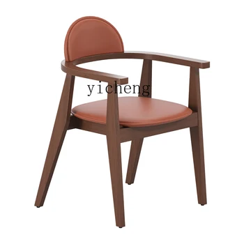 Обеденный стул из натуральной кожи с деревянным седлом XC, домашний кабинет, Большая квартира, Итальянский одноместный обеденный стул для столовой