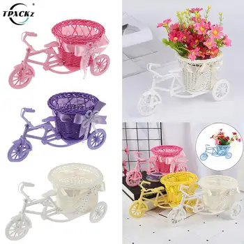 Пластиковый маленький трехколесный велосипед, дизайн велосипеда, Цветочная корзина, Ваза для хранения, Домашний Офисный стол, украшение стола, Милый цветочный горшок, орнамент