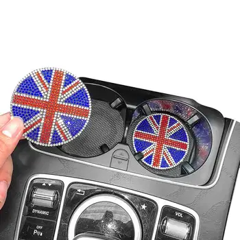 Подставки Union Jack Для автомобильных Подстаканников Bling С Круглыми Подставками С Флагом Англии / Защита Столешницы Для Любого Автомобиля Настольного Типа