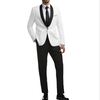 Приталенные модные мужские костюмы из 2 предметов, деловой смокинг для джентльменов, блейзер + брюки для жениха на свадьбе