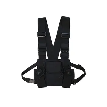 Радиоприемник Walkie Talkie с 3 карманами, нагрудная сумка, ремень безопасности с застежкой-молнией для передней части рюкзака, жилетка, чехол для переноски