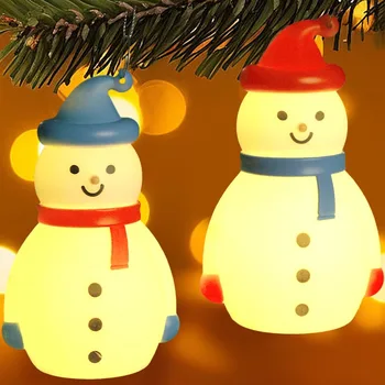 Рождественские огни в виде снеговика, светодиодный ночник, Рождественская елка, подвесные подвески, Рождественская вечеринка на батарейках, Освещение для внутреннего и наружного декора.