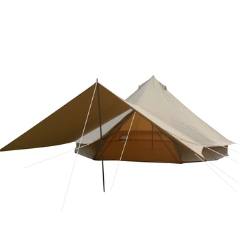 Роскошные глэмпинг водонепроницаемый 5M хлопковый холст сверхмощный колокольчик палатка с тентом
