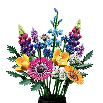 Совместимые блоки для букета полевых цветов 10313, конструктор из искусственных цветов, ботаническая деталь для подарков на годовщину, день рождения, кирпичи