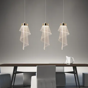 Современные подвесные светильники золотистого цвета, встроенная светодиодная акриловая подвесная лампа, потолочные подвесные светильники с подсветкой над кухонной раковиной