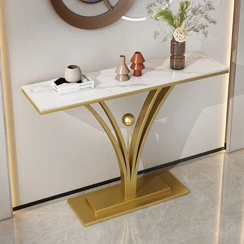 Современный консольный столик из кованого железа Высококлассный дизайн Мебель для гостиной Столы для прихожей Простой стол для украшения коридора