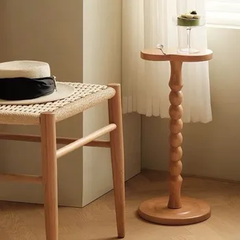 Торцевой столик на деревянной подставке, круглый современный столик для напитков с основанием для небольшого пространства, Гостиная, спальня, диван, журнальный столик, обеденный стол
