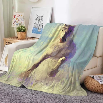 Фланелевые одеяла с белой лошадью, художественные картины, Животные, одеяло с 3D-принтом, офисный ворс, одеяла для комфорта ребенка, прямая поставка