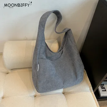 Холщовая женская сумка-тоут из вельвета, простая повседневная дизайнерская сумка большой емкости для женщин, дорожная солидная сумка для покупок