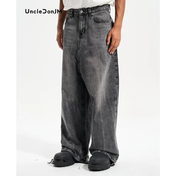 Широкие джинсы в стиле хип-хоп UncleDonJM, мужские джинсы Y2k, потертые мешковатые джинсы