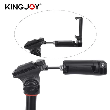 Штатив для видеокамеры KINGJOY Mini с поворотной головкой, жидкостная головка с винтом 1/4 дюйма, быстроразъемная пластина и зажим для телефона для зеркальной съемки