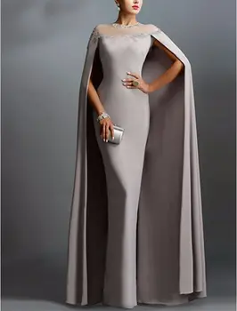 Элегантное свадебное платье для матери невесты с круглым вырезом, Русалка, шаль-труба, аппликации для гостей, выпускной бал, официальное мероприятие 2023