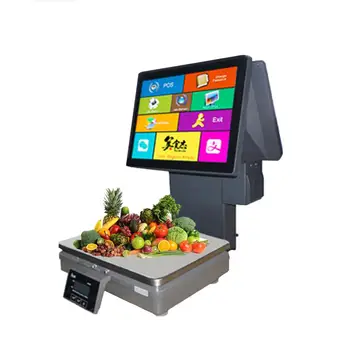 Электронные pos-весы с двойным сенсорным экраном весом 15 кг со встроенным термопринтером для фруктовых магазинов